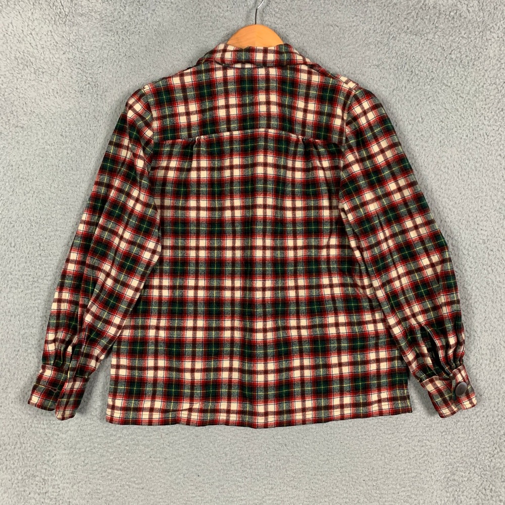 Vintage Pendleton 49er Jacket Women's Large L Red Green Plaid Wool Button Coat - Picture 4 of 7